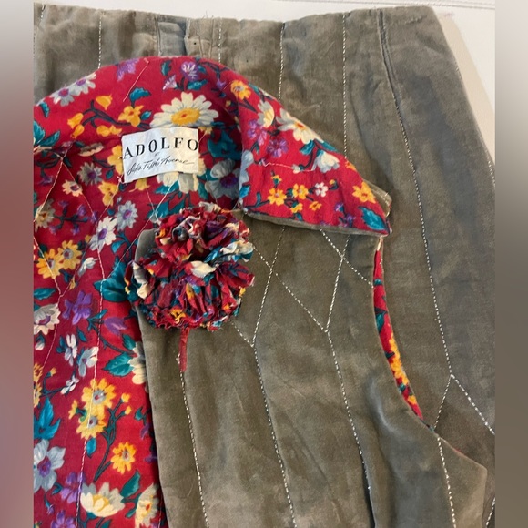 Vintage Adolfo at saks fifth Avenue gray velvet quilted handmade matching set - Picture 7 of 8